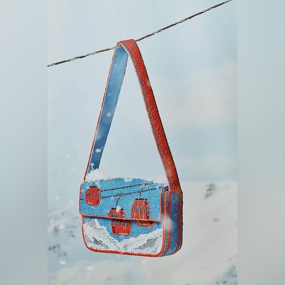 Anthropologie Handbags - NWT new Anthropologie Fiona beaded shoulder bag winter icon ski gondola purse